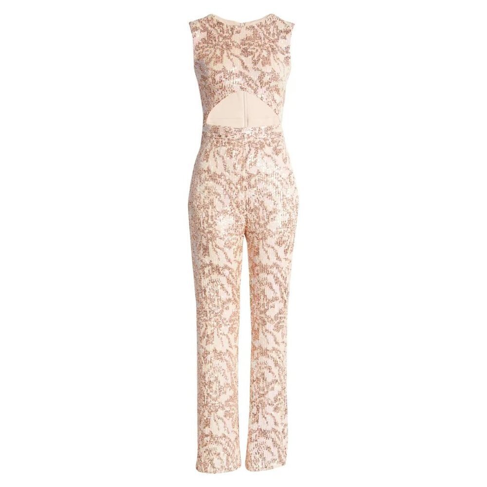 SHO BY TADASHI SHOJI Cutout Sleeveless Sequin Jumpsuit - Picture 3 of 8
